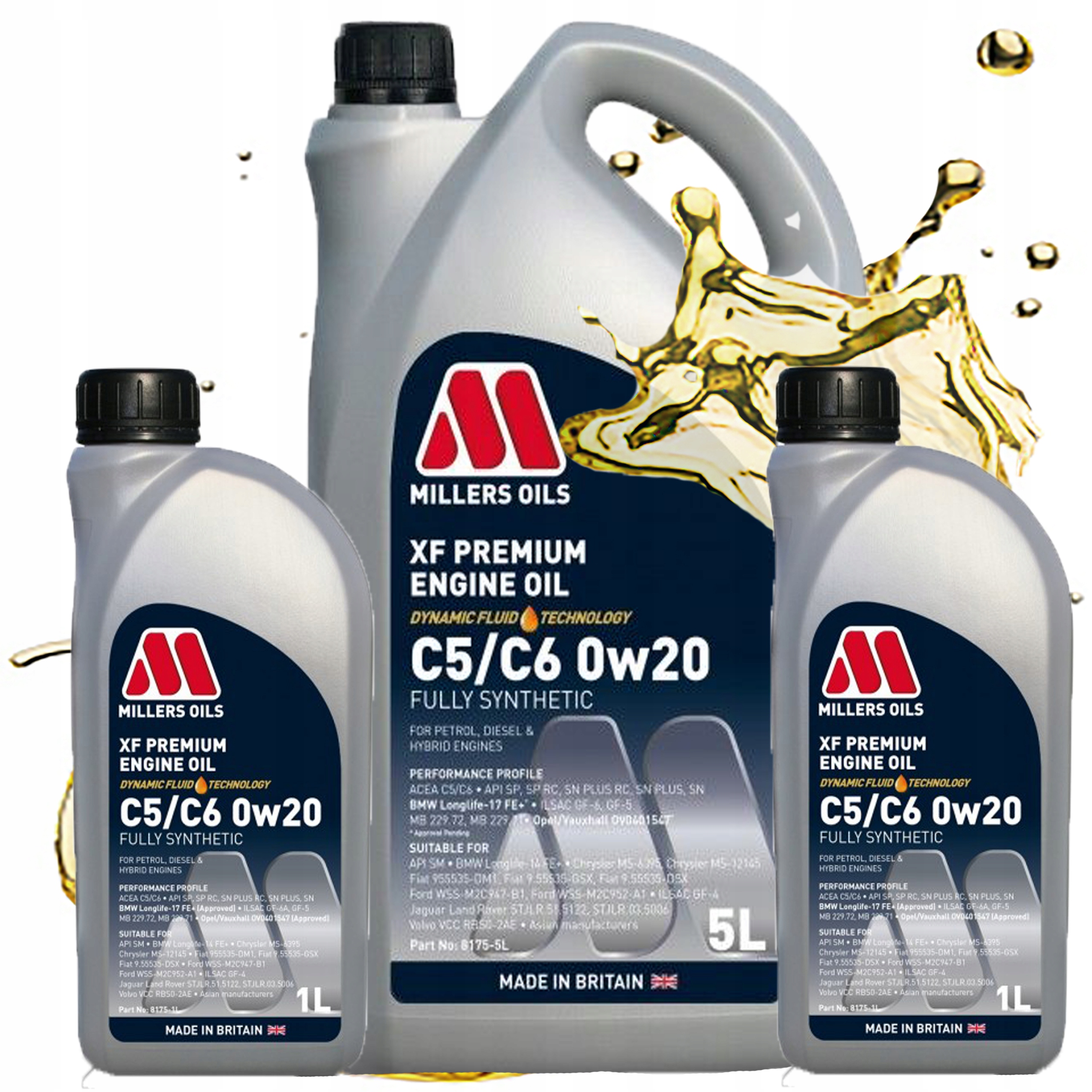 Syntetický Motorový Olej Millers Oils Xf Premium C5 C6 Tech Dft 0W20 7L