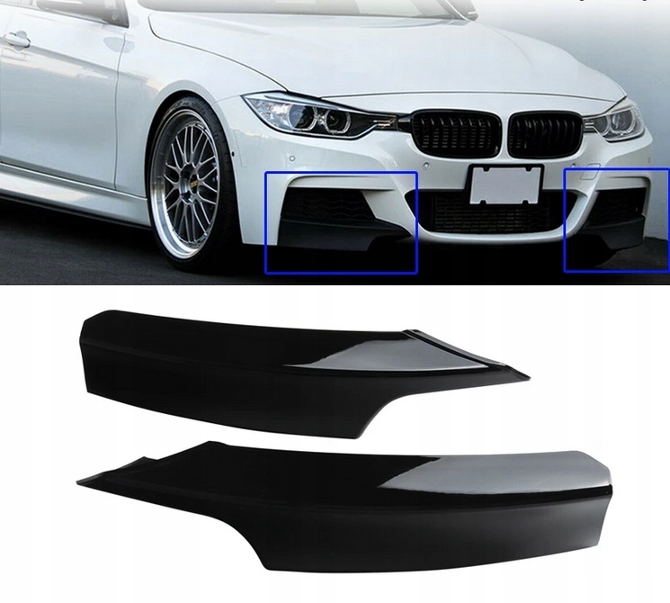 Splitter Flaps Přední Černý Lesk Pro Bmw F30 F31 Nástavec M Balíček M Sport