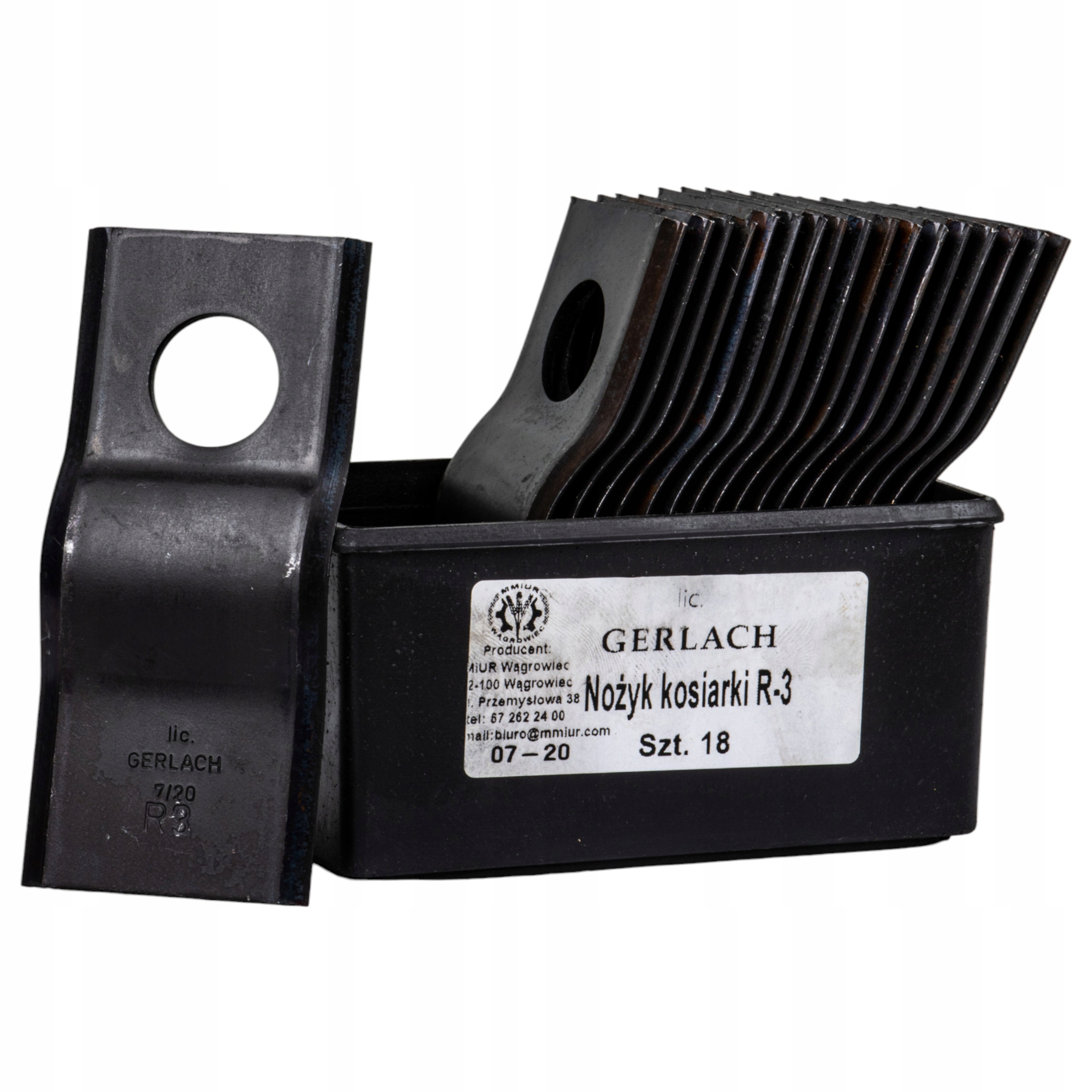 MOCNY NÓŻ NOŻYK DO KOSIARKI ROTACYJNEJ CZESKIEJ R3 GERLACH GIĘTY 18 SZTUK