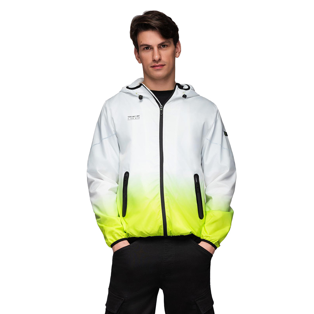 Módní sportovní pánská bunda s odrazkami, bílo-limetková Ombre V1 C646 XL