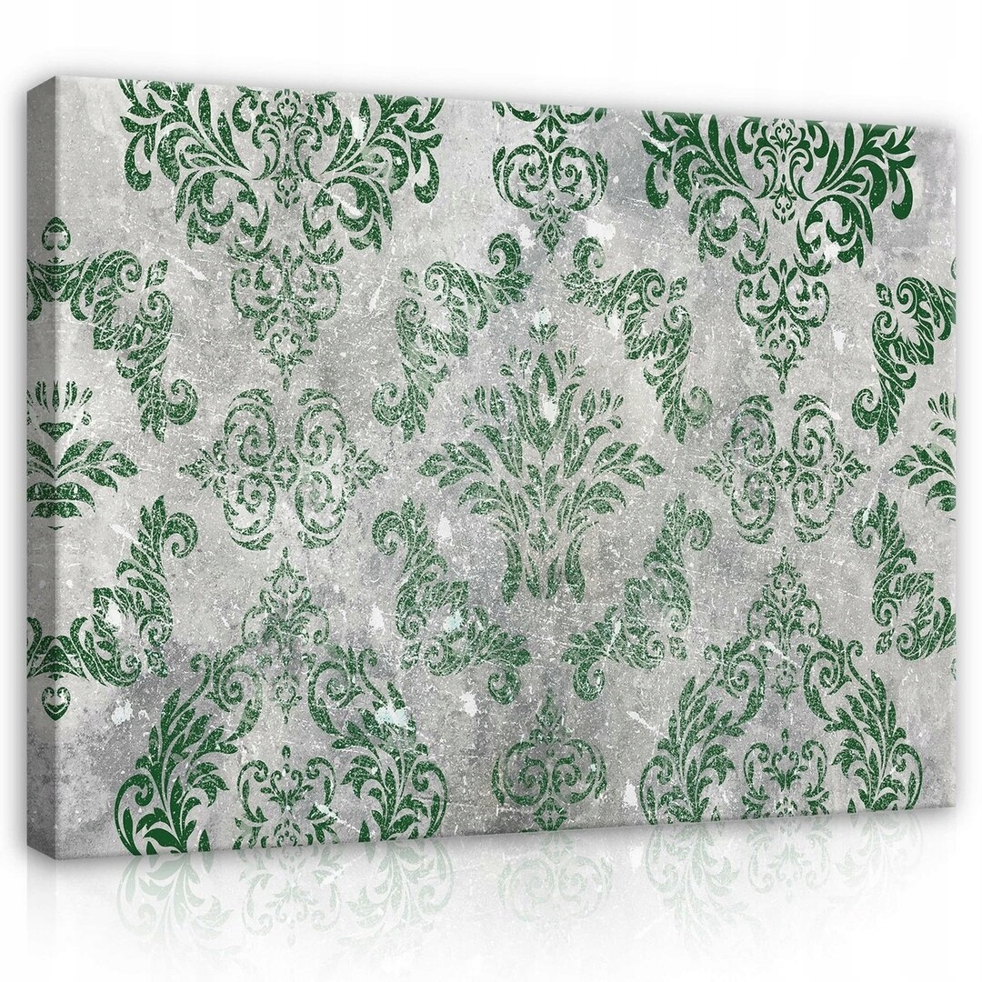 Obraz 80x60 Damašek zelený šedý textura beton elegance klasický