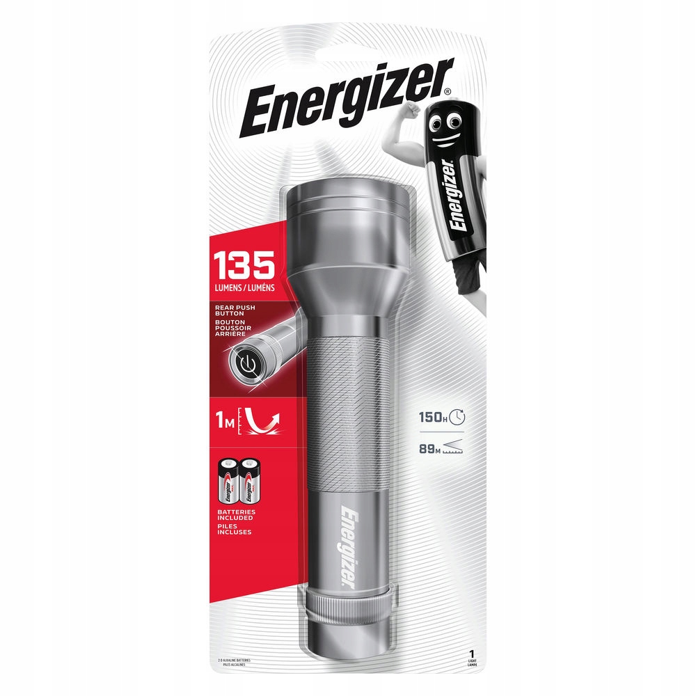 Светодиодный фонарик Energizer 2D Metall 135LM + батареи