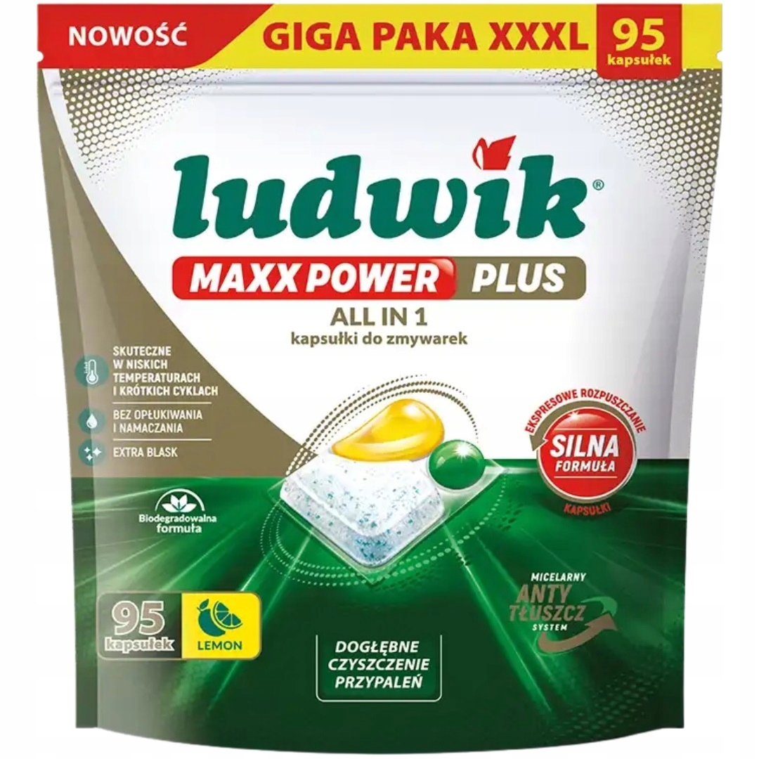 Levně tablety do myčky Ludwik Maxx Power Plus All in One Lemon 95 kusů