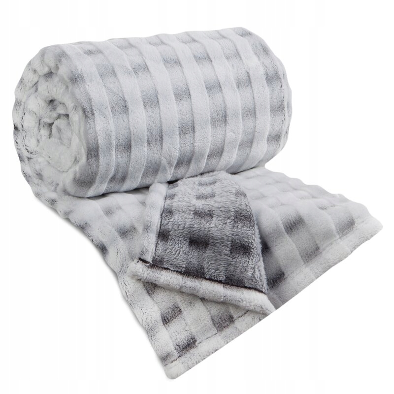 Deka 170x210 Kostka ocelově šedá elegantní deka flanelová popelavá