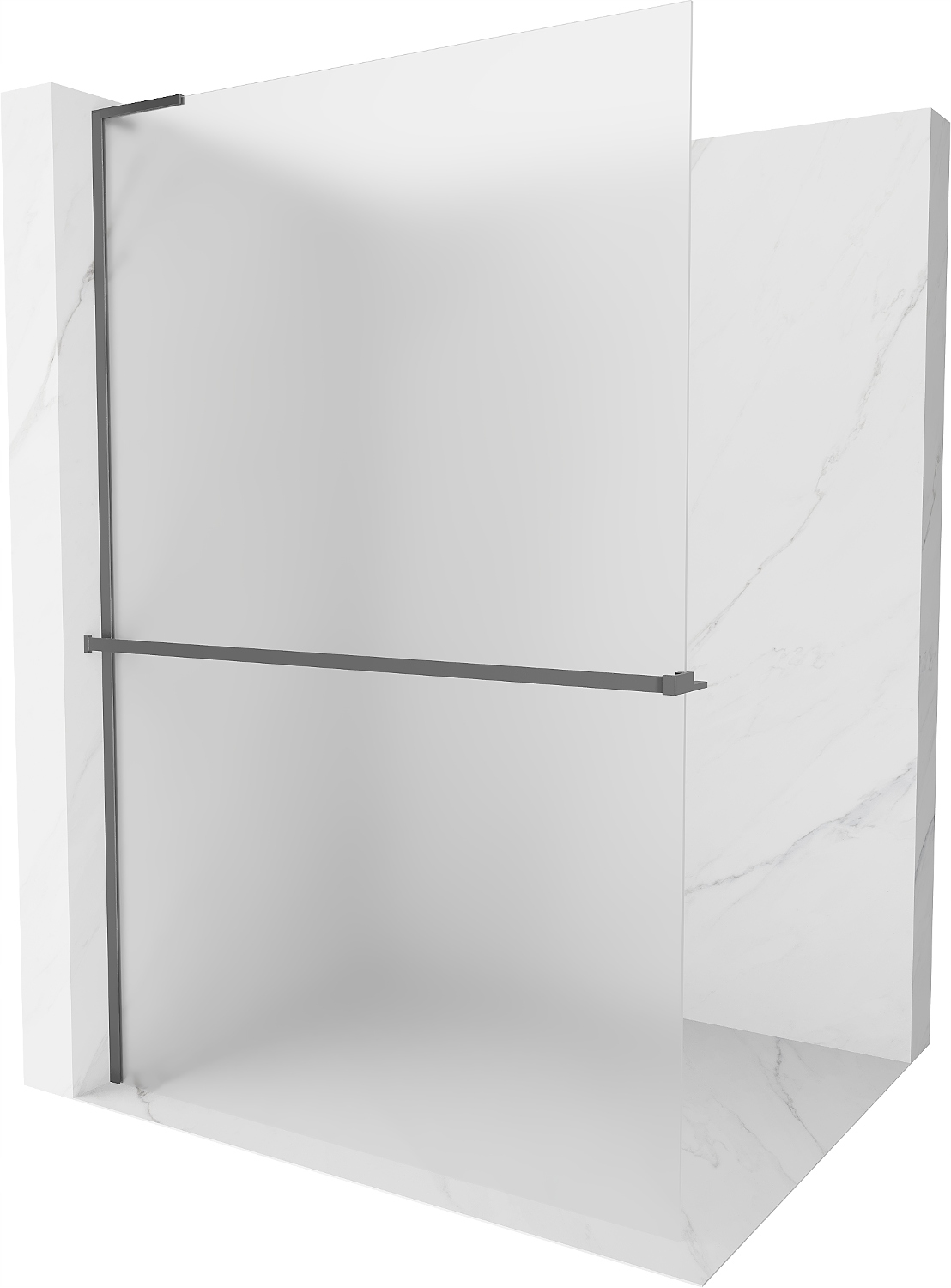 Mexen Kioto+ L Sprchová stěna s policí Walk-in 120x200 cm mat, gun metal