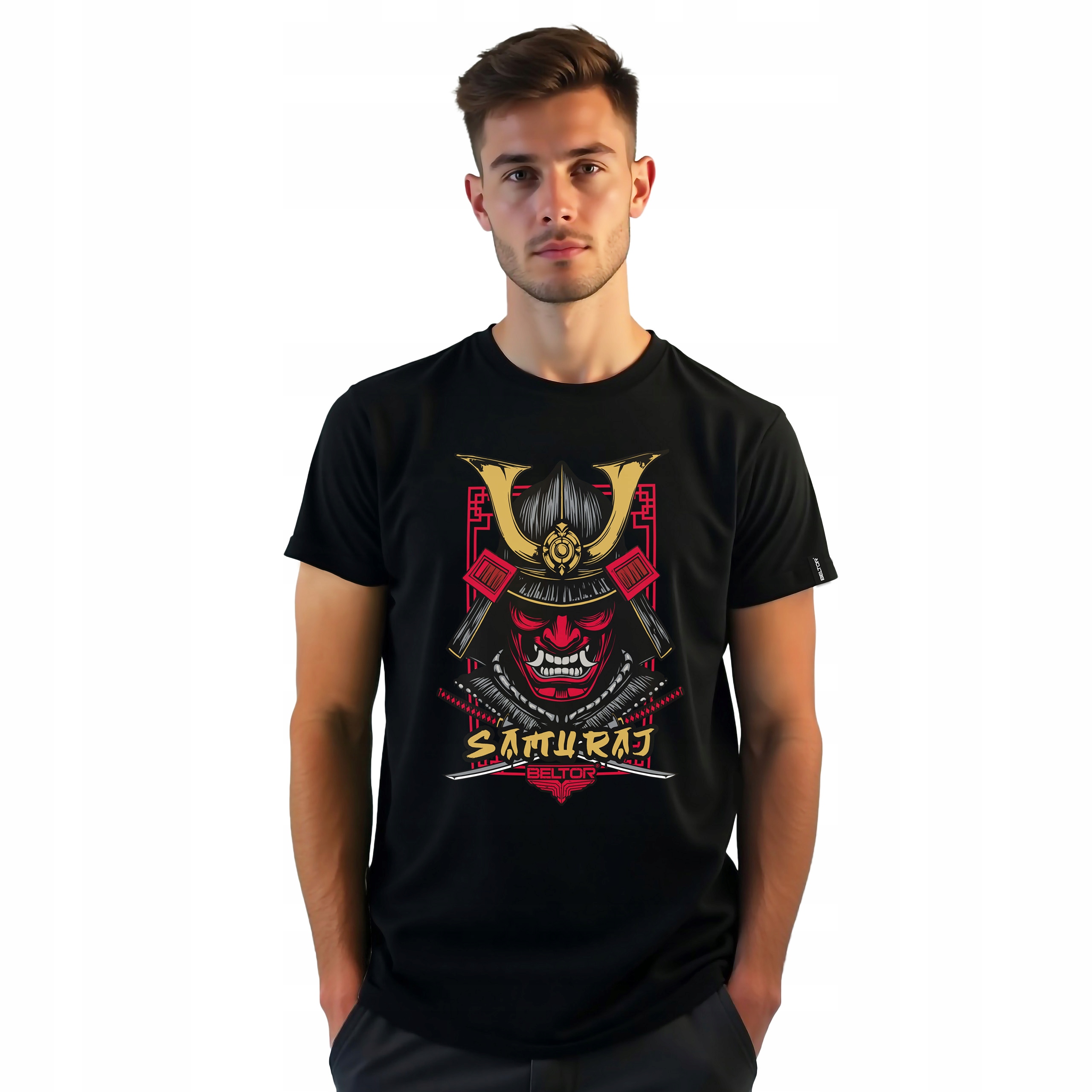 BELTOR KOSZULKA KARATE WALECZNY SAMURAJ T-SHIRT CZARNA SPORTOWA r. 4XS
