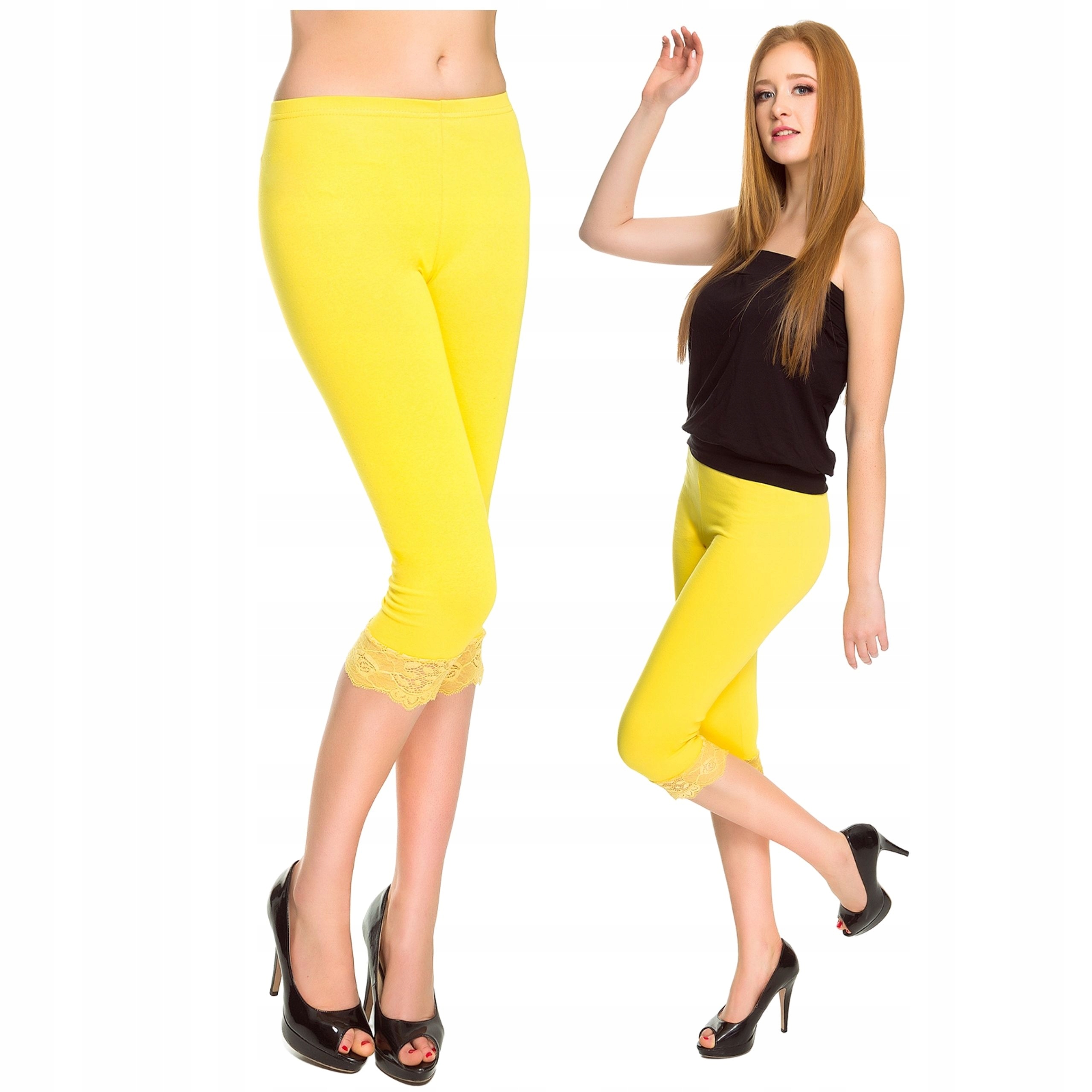 

Damskie Legginsy 3/4 Z Koronką Getry Rybaczki L