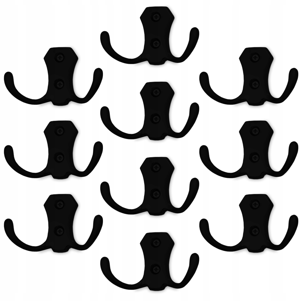 

10x Wieszak Haczyk Ścienny Na Ubrania Czarny Retro