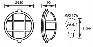 PLAFON LED LAMPA SUFITOWA ZEWNĘTRZNA 1xE27 IP65 Kolor czarny