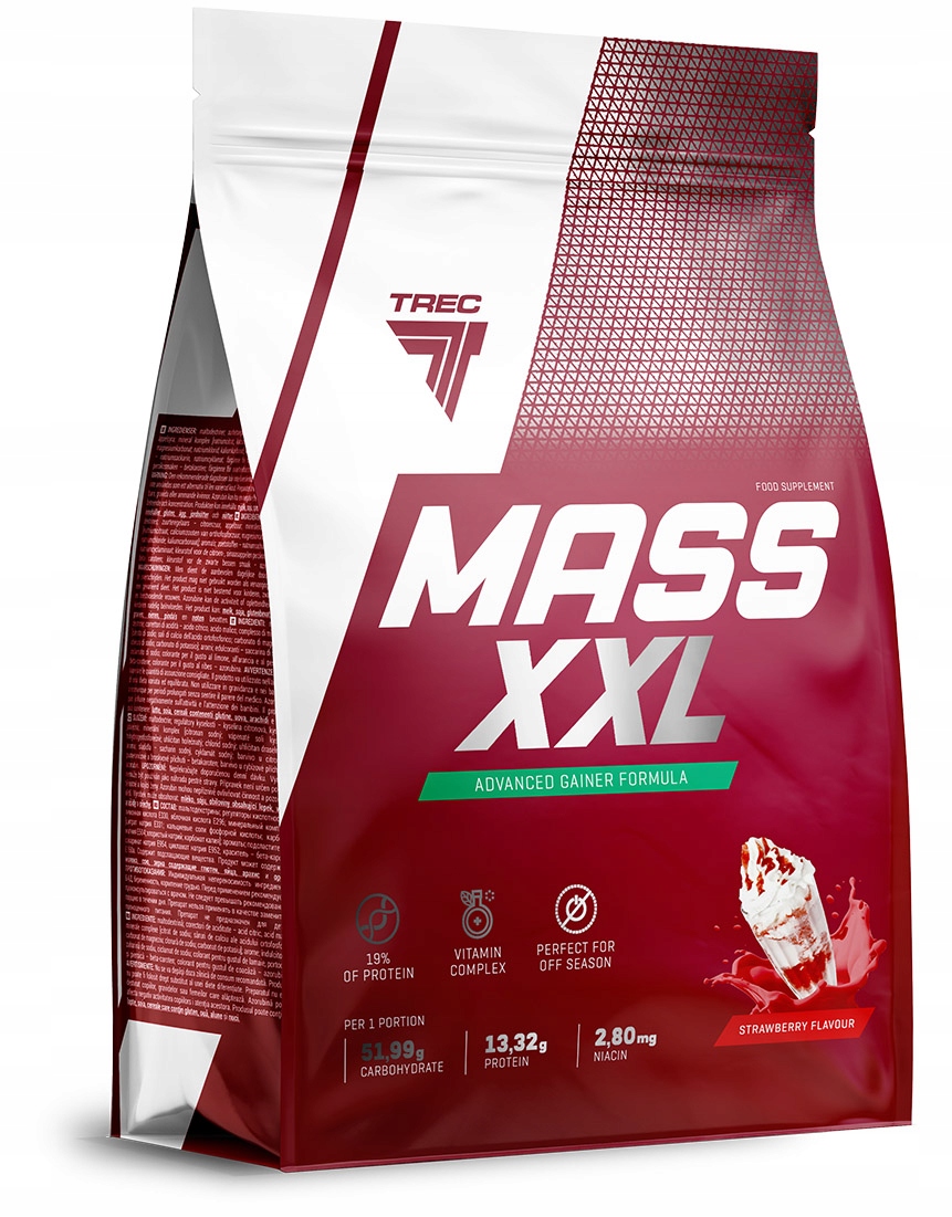 Trec Mass XXL 4800 g Gainer Doplněk Stravy na hmotu Jahoda