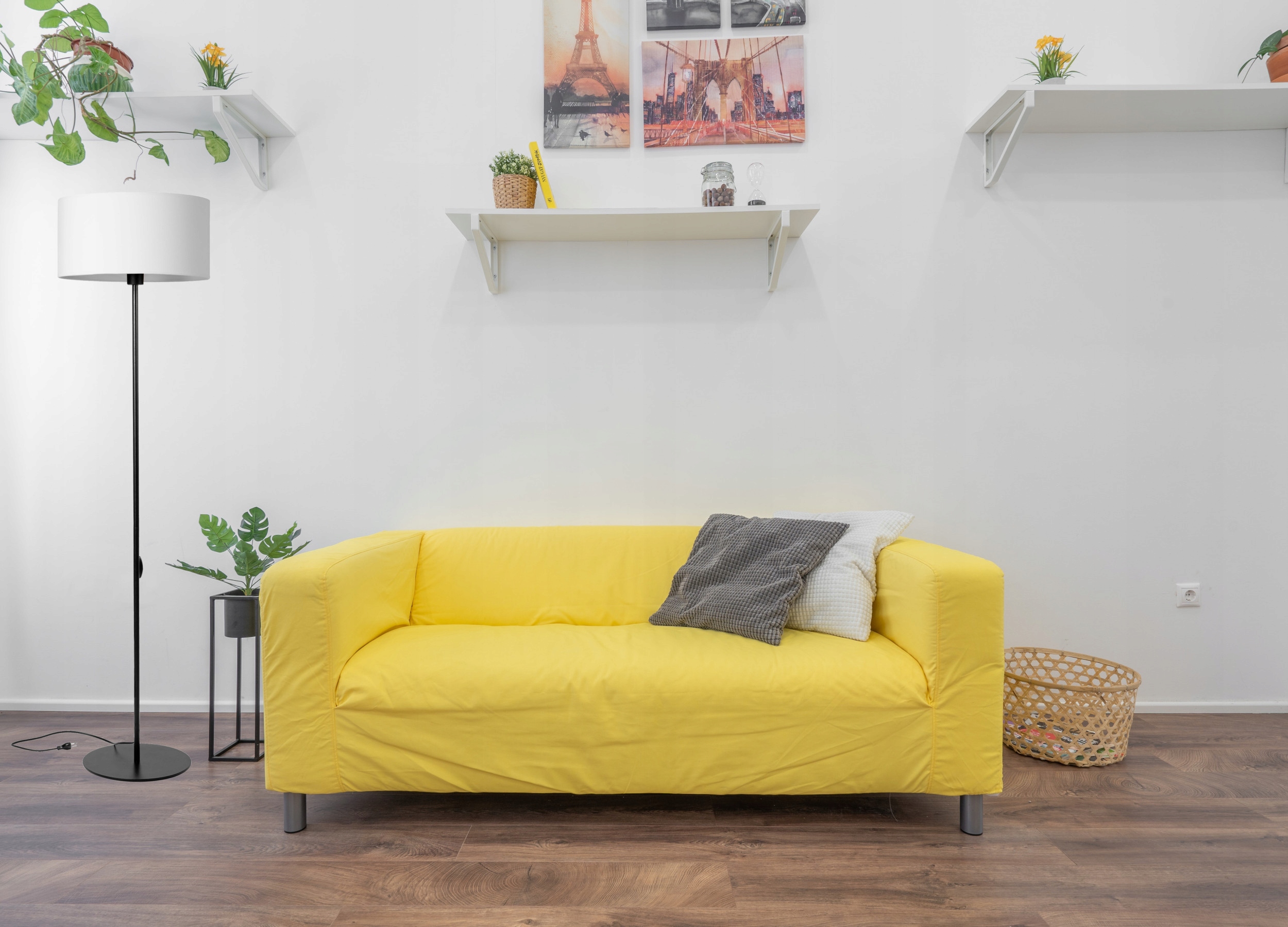 LAMPA STOJĄCA PODŁOGOWA ABAŻUR BIAŁY TKANINA LOFT LED Kolekcja SPAD