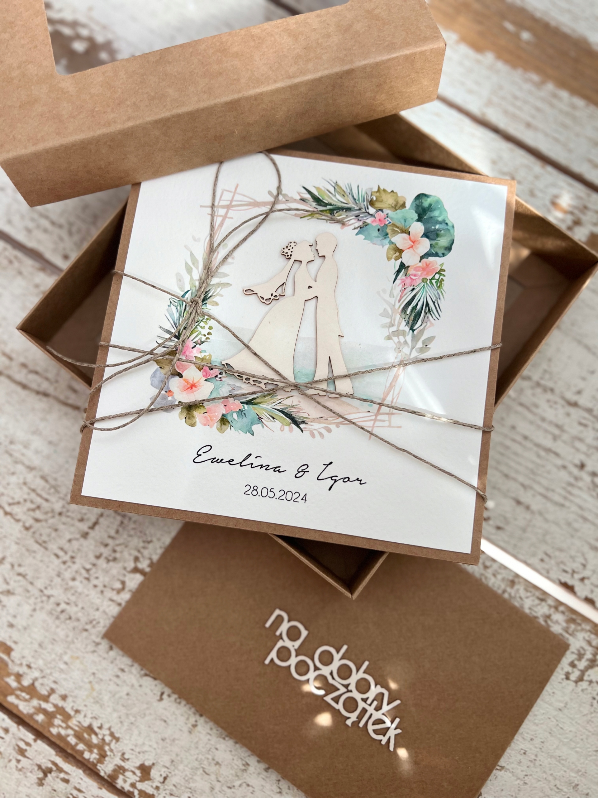 Přání na svatba svatební ručně vyrobené s boho personalizací