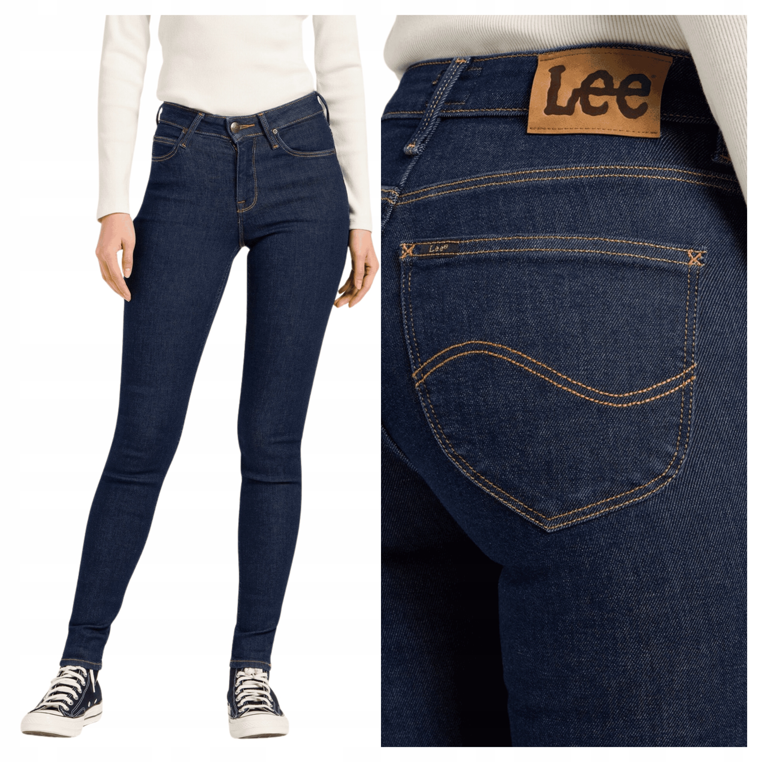 Dámské kalhoty Lee Scarlett High Jeanception Modré Džínové W27 L31