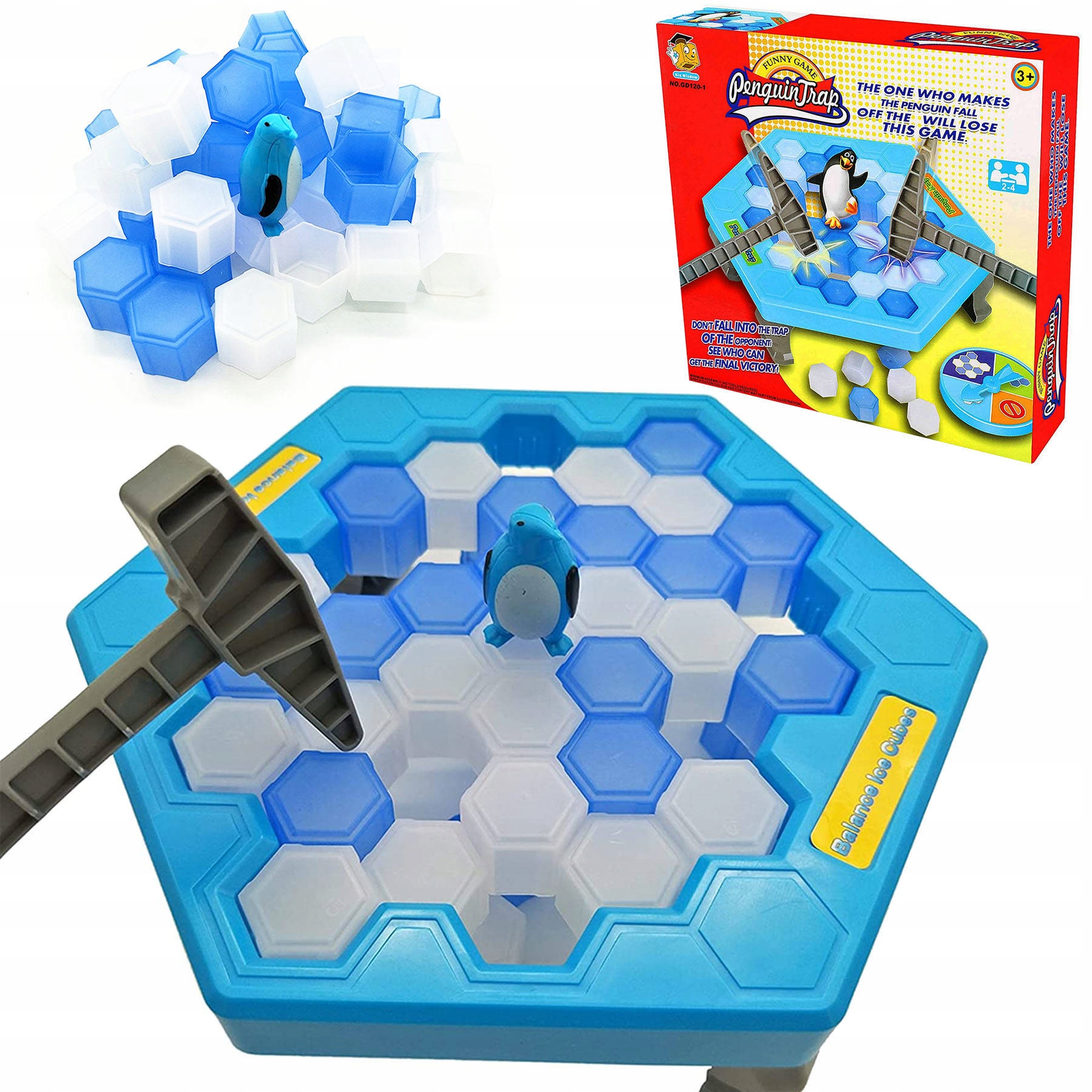 GRA ZRĘCZNOŚCIOWA PINGWIN NA LODZIE LODOWISKU W PUŁAPCE