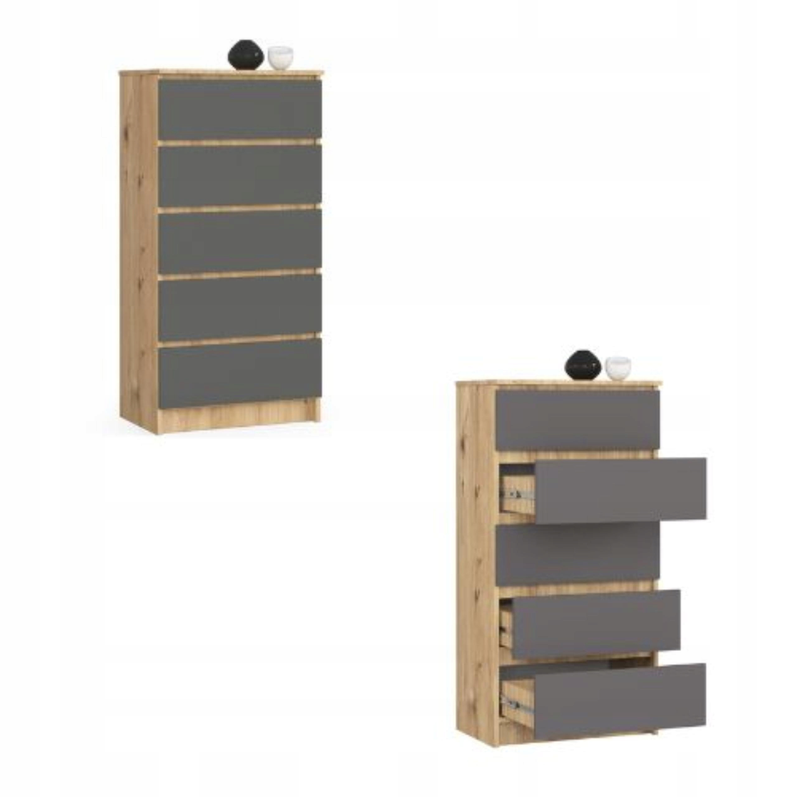 Komoda skříňka K60 5 zásuvek artisan grafit Akd