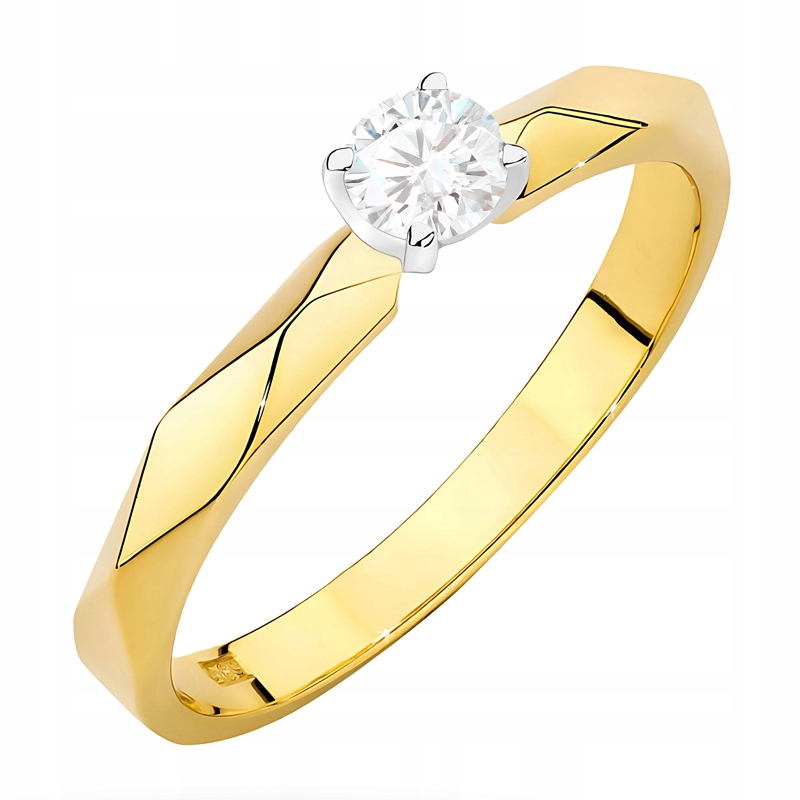 Krásný Zlatý Prstýnek 585 S Briliantem 0,10 ct