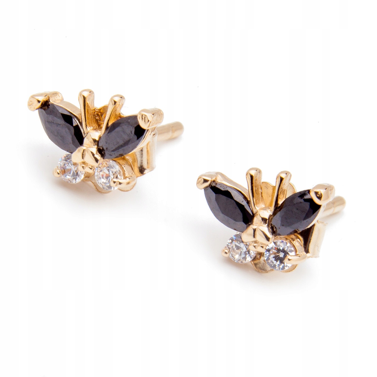 Zlaté náušnice 585 Motýl Černý imago Štyft