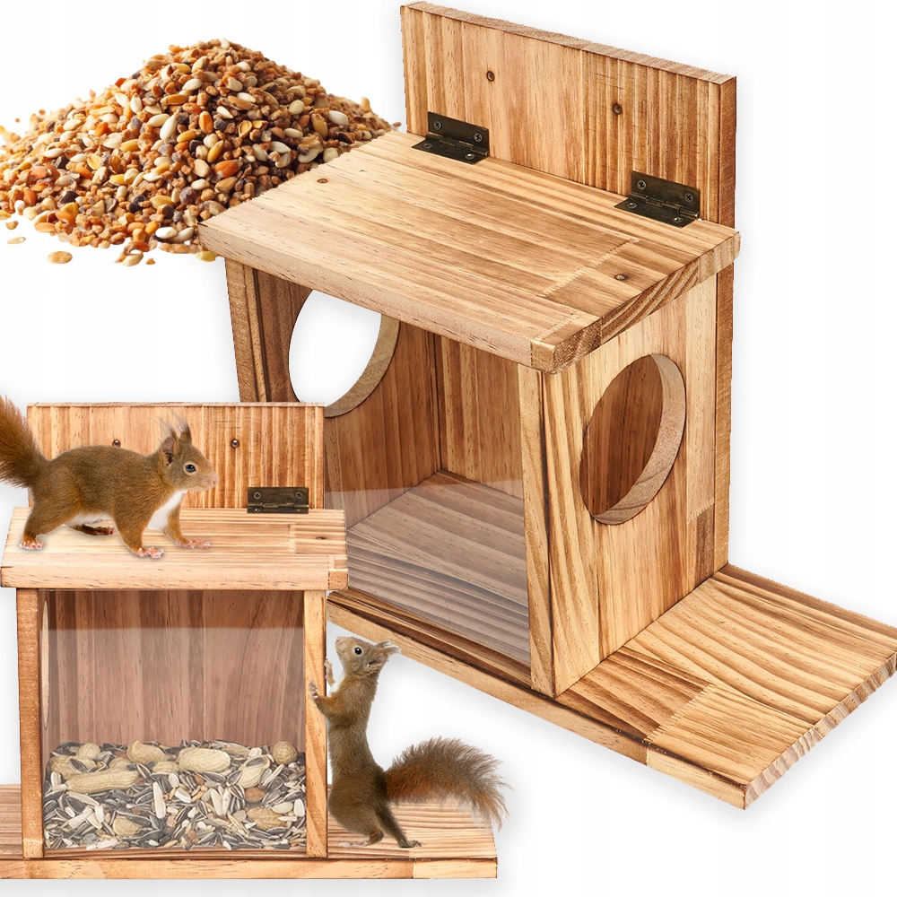 Levně Borovicové Krmítko S Akrylovým Povrchem Pro Veverky Se Dvěma Otvory