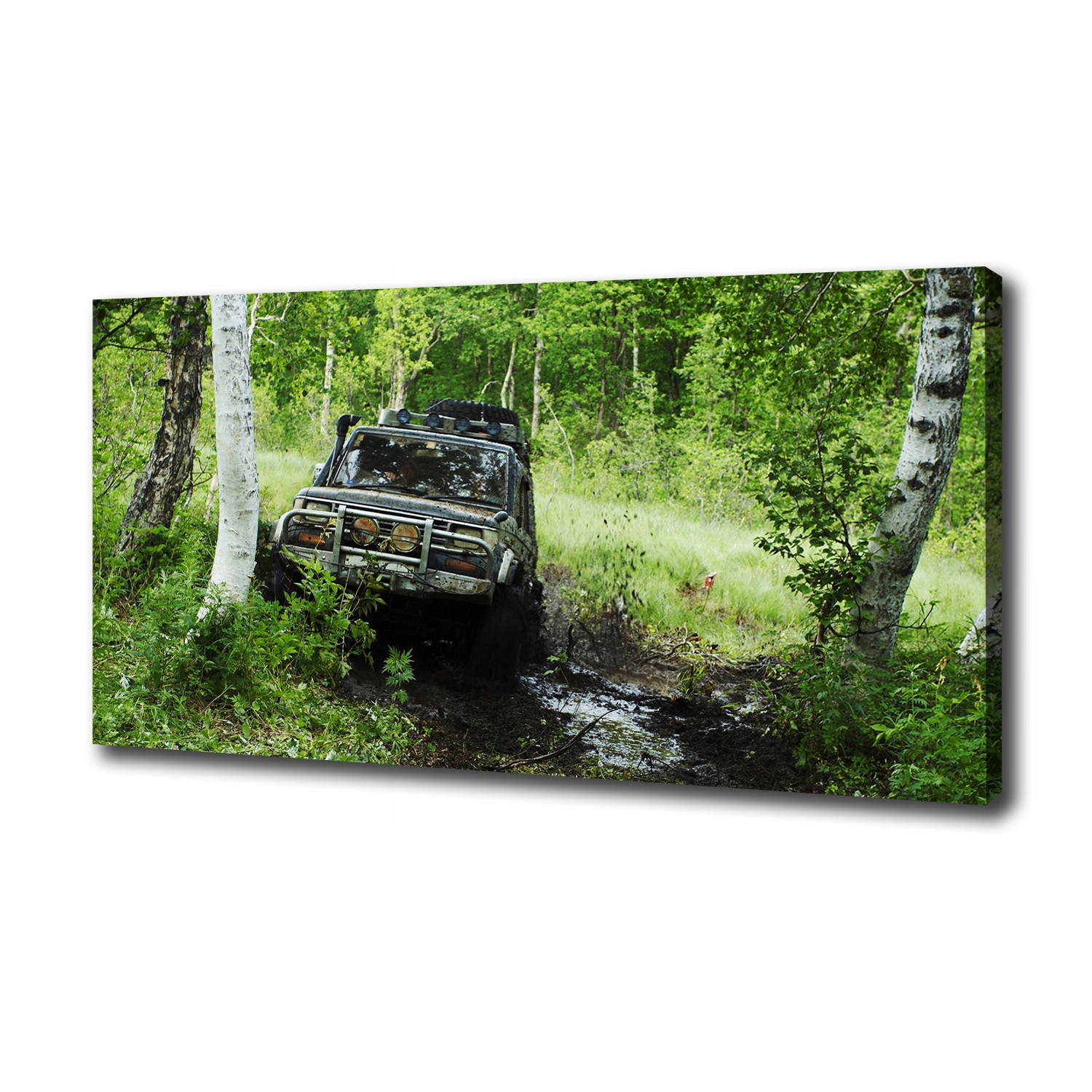 

Duży foto obraz na płótnie Jeep w lesie 100x50 cm