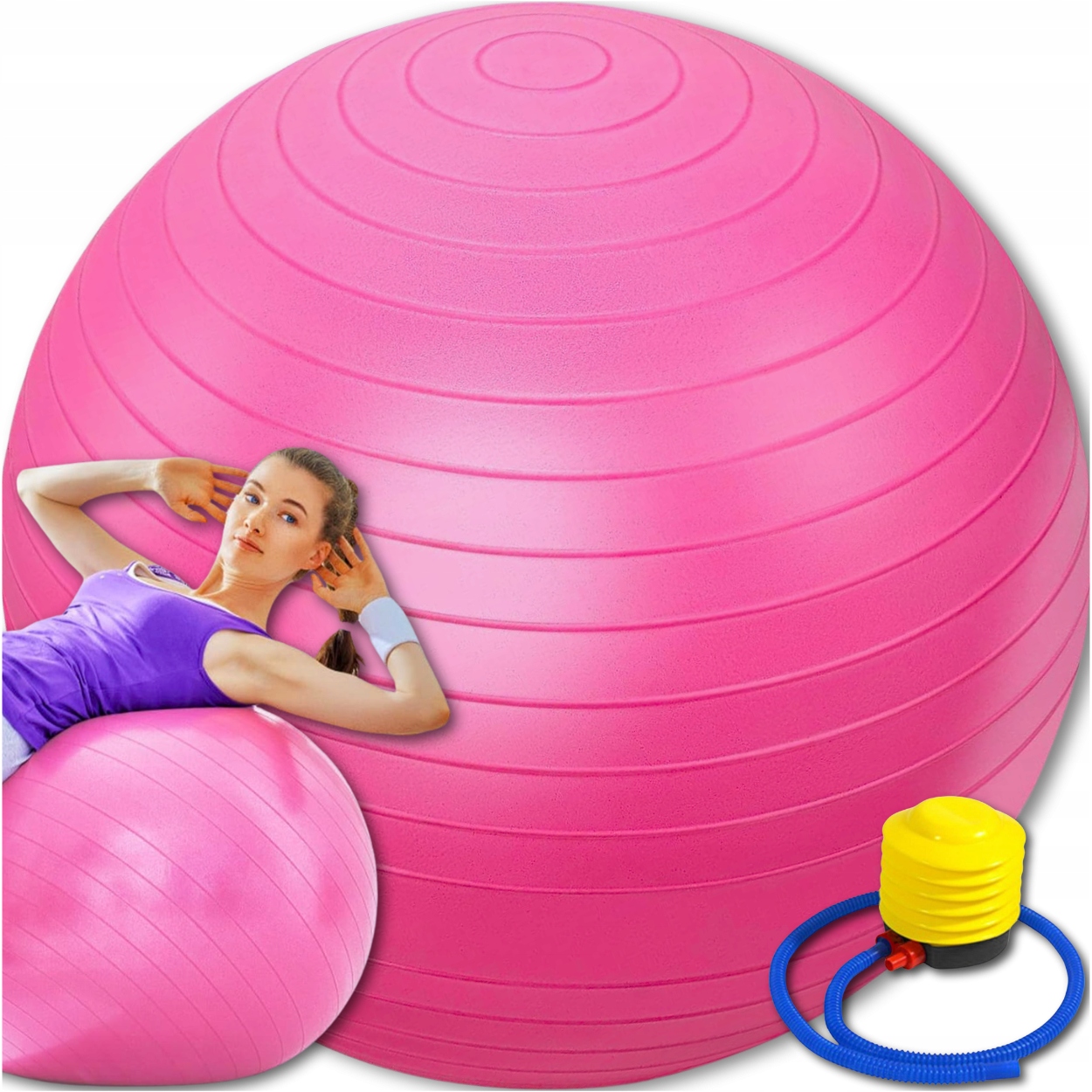 PIŁKA GIMNASTYCZNA CO ĆWICZEŃ REHABILITACYJNA 65cm FITNESS POMPKA WZMOCN