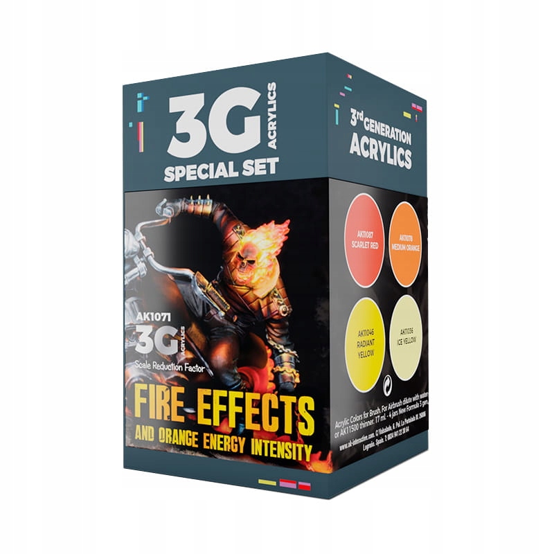 Zestaw farb 3Gen Acrylics Fire Effects, Ak Interactive, 4x17ml
