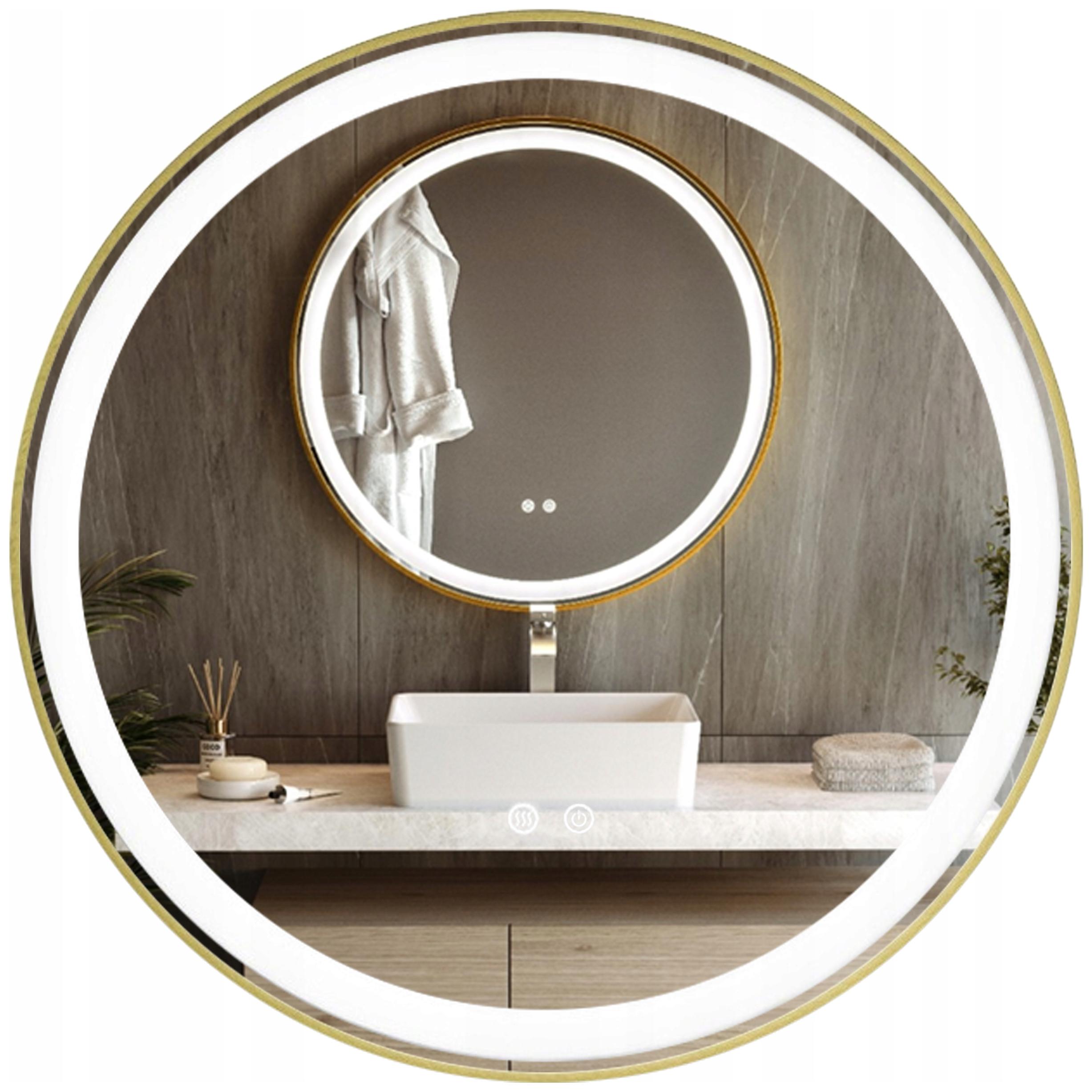 Okrúhle energeticky úsporné Led podsvietené zrkadlo 80x80 Zlaté Carina