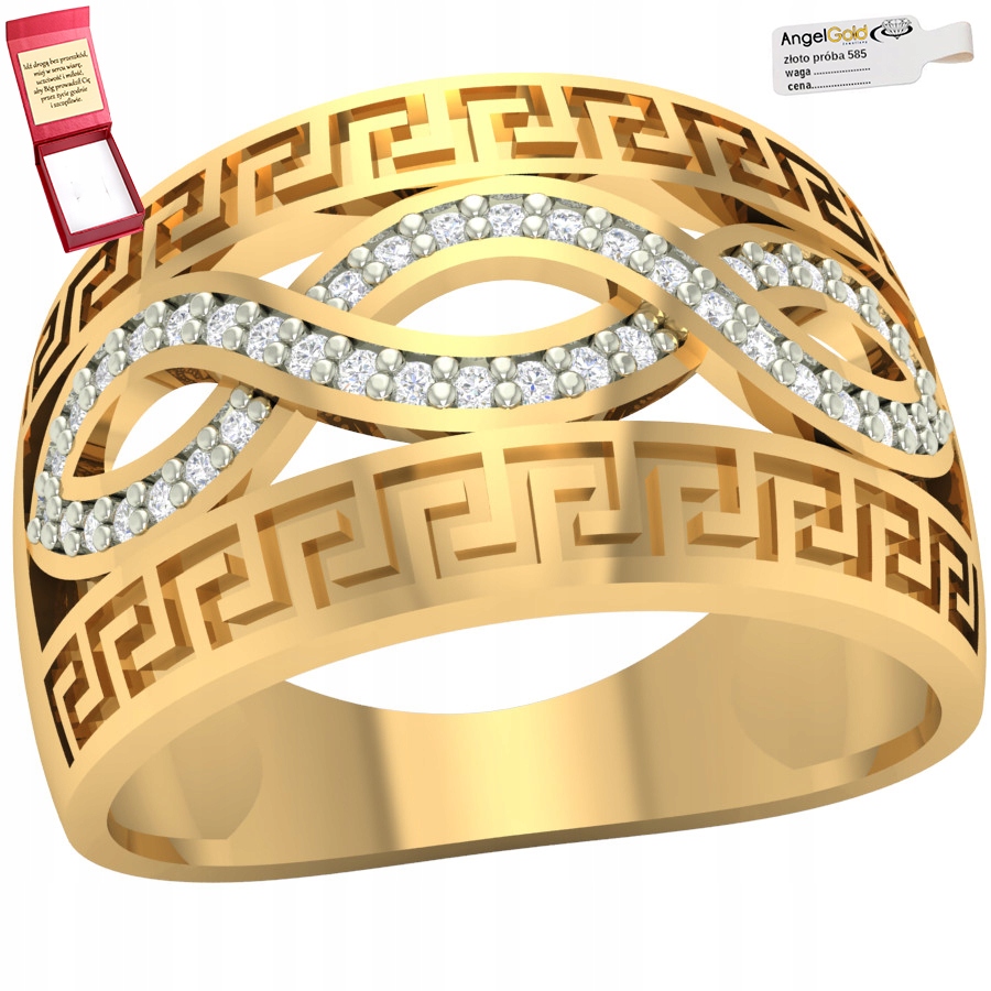 Široký Zlatý Prstýnek S Vzorem Řeckého Zlata 585