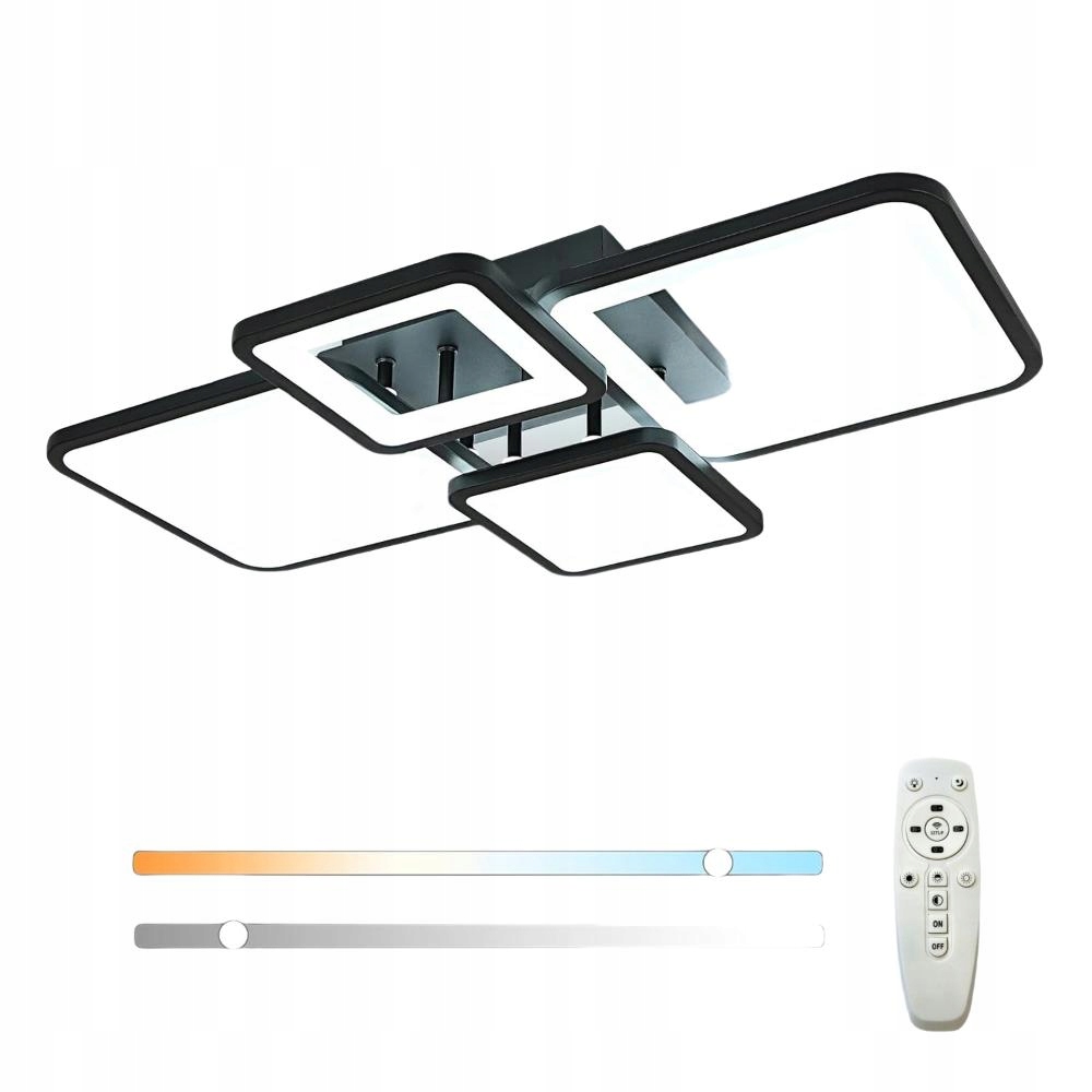 Stropná Lampa Stropné Svietidlo Led Závesná Čierny Luster Moderná S Pilotom 54W