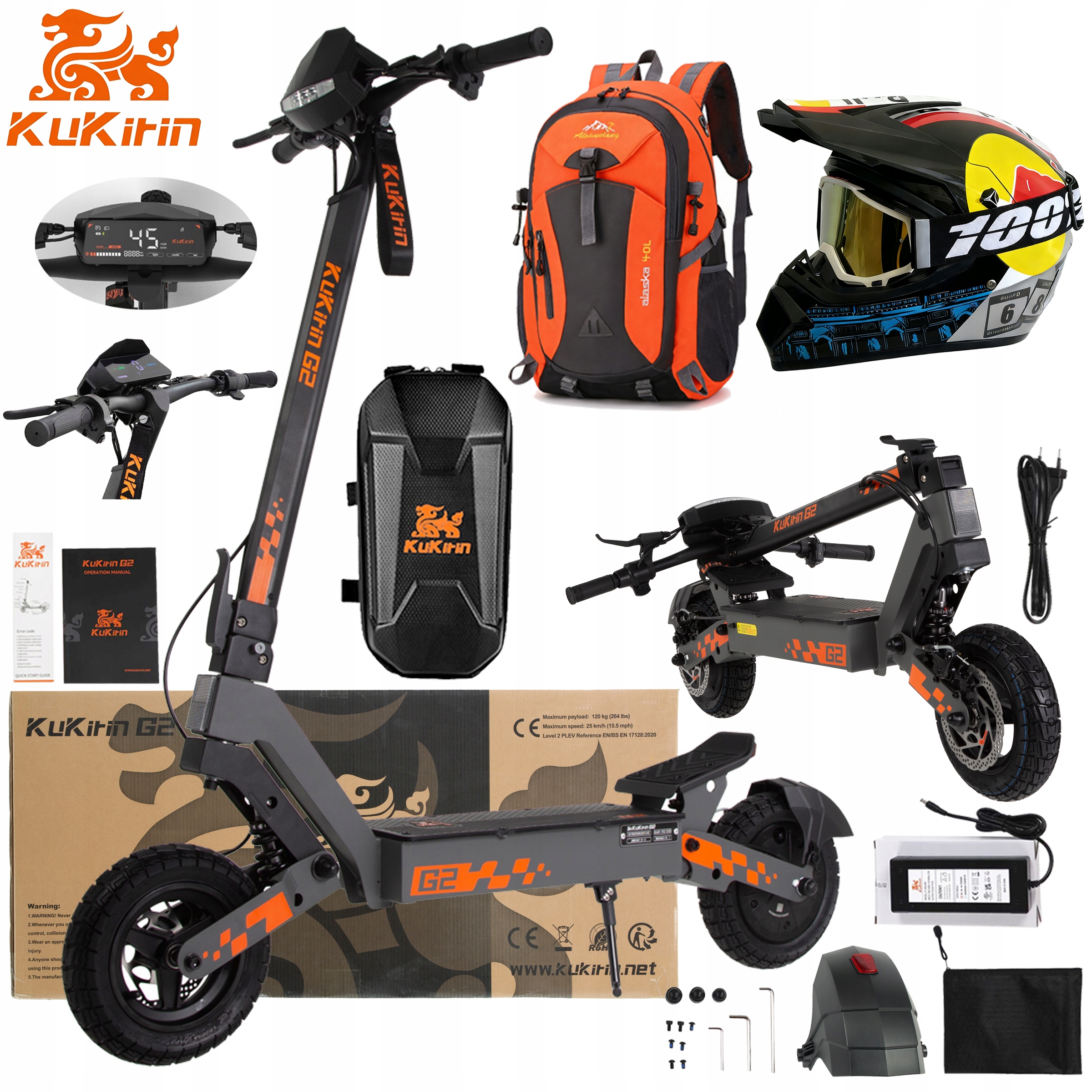 KuKirin G2 Składany pojazd elektryczny 48V 15Ah 800W 45KM/H +3Prezent Pl