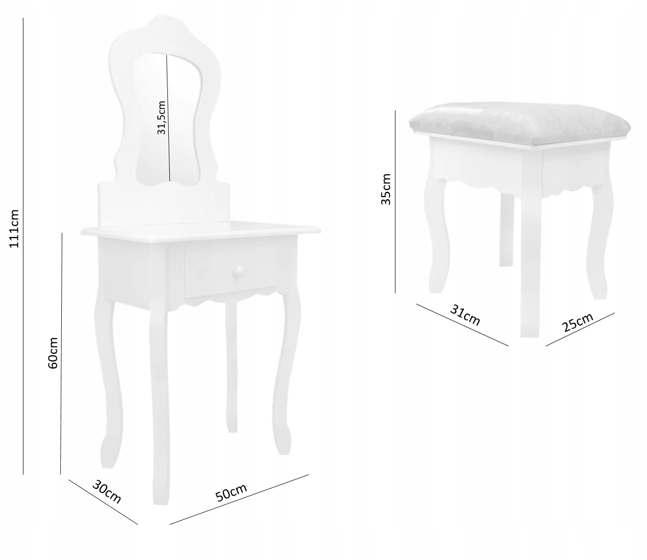 КОСМЕТИЧЕСКИЙ СТОЛ ДЛЯ ДЕВОЧКИ ПОДАРОК ​​2в1 Ширина мебели 50 см