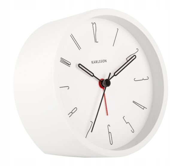 Budík stolní hodiny stojící bílý kovový tichý hodinový stroj do ložnice Belle