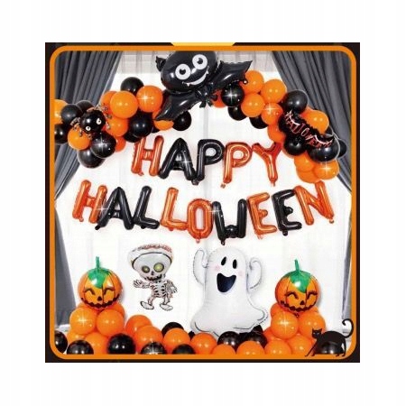 BALONY HALLOWEEN 48SZT ZESTAW DEKORACJE IMPREZA