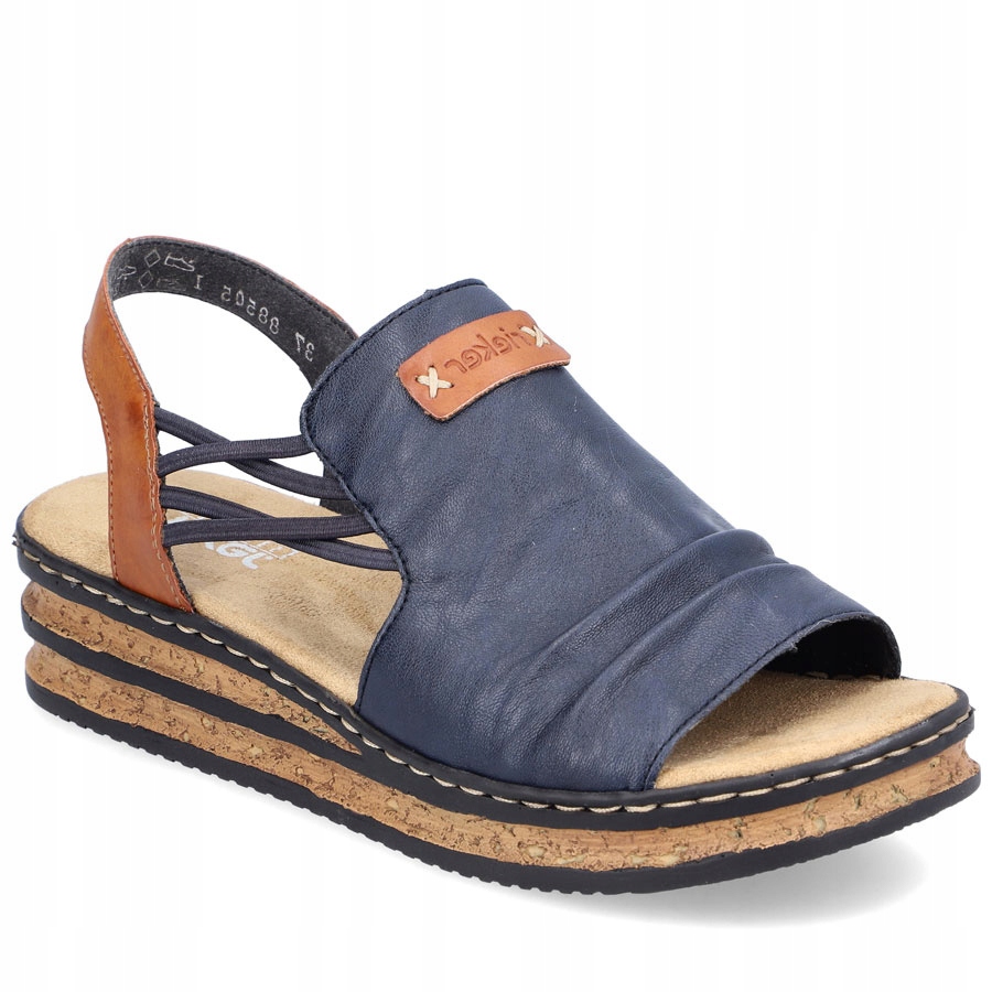 Pohodlné dámské sandály na klínku modré Rieker 62962-14 39