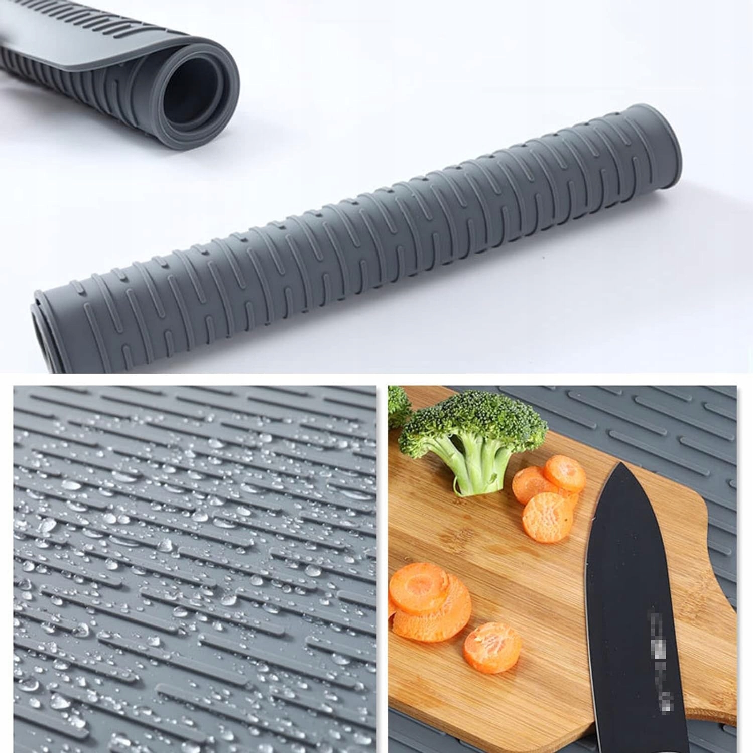 SILIKONOWY OCIEKACZ MATA DO SUSZENIA NACZYŃ 43 cm x 32 cm Długość 32 cm