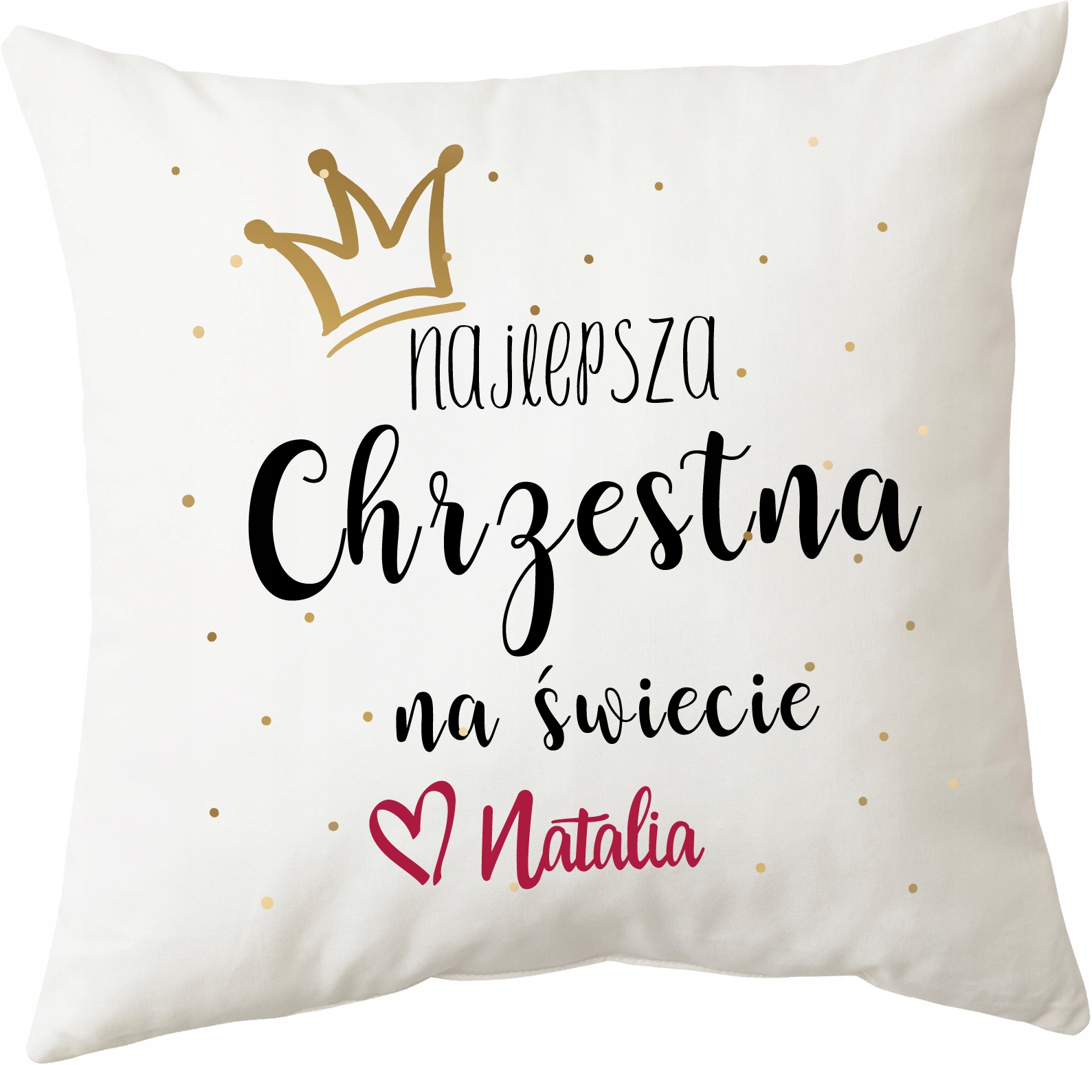 Zestaw Poduszka + Kubek dla CHRZESTNEJ z IMIENIEM Tematyka, motyw CHRZEST, CHRZESTNA
