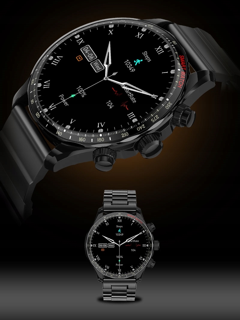 Smartwatch Zegarek Męski Wodoodporny Elegancki Rozmowy SPORT AMOLED 2 paski Transmisja danych brak