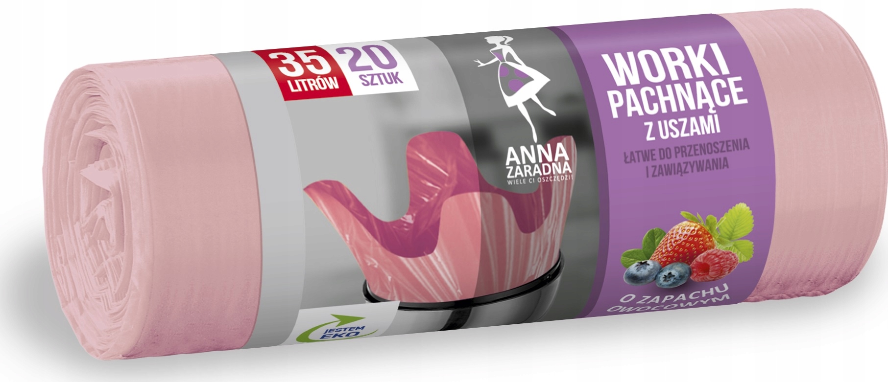 

Worki na śmieci z Uszami zapach Owocowy 35L 20szt