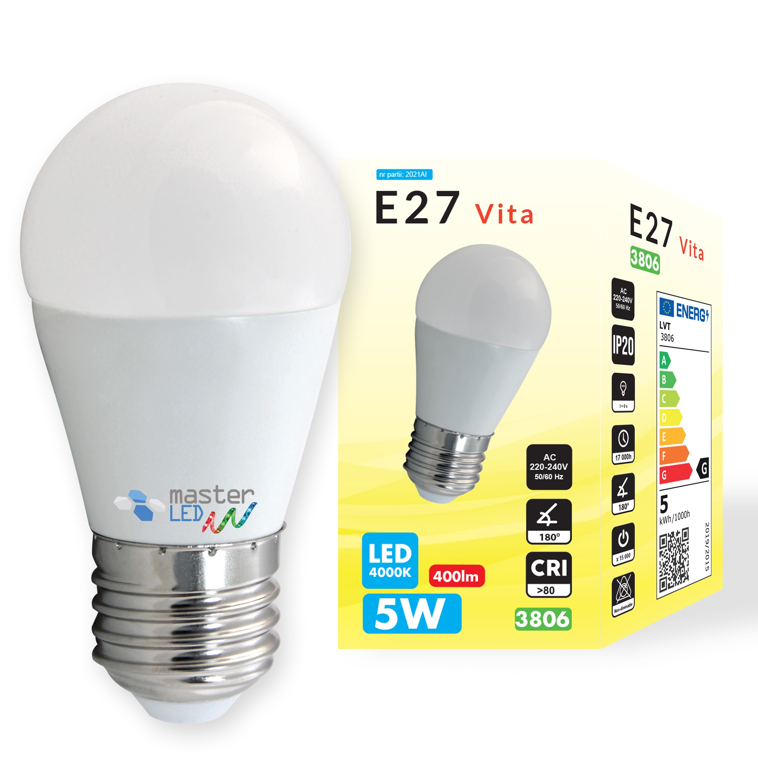 

Żarówka Led E27 2835 Smd 5W kula G45 230V 3 Barwy
