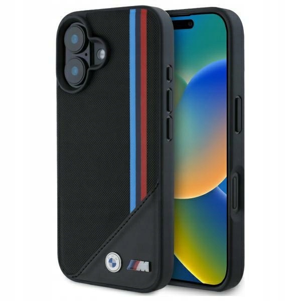 Etui Bmw M Meshed Tricolor Stripes MagSafe do iPhone 16, case, obudowa