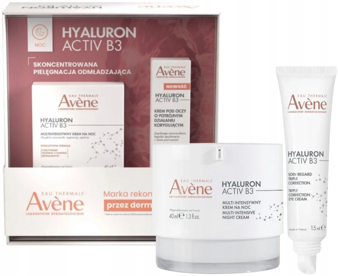 Avene Zestaw Kosmetyków Hyaluron Activ B3 krem na noc krem pod oczy