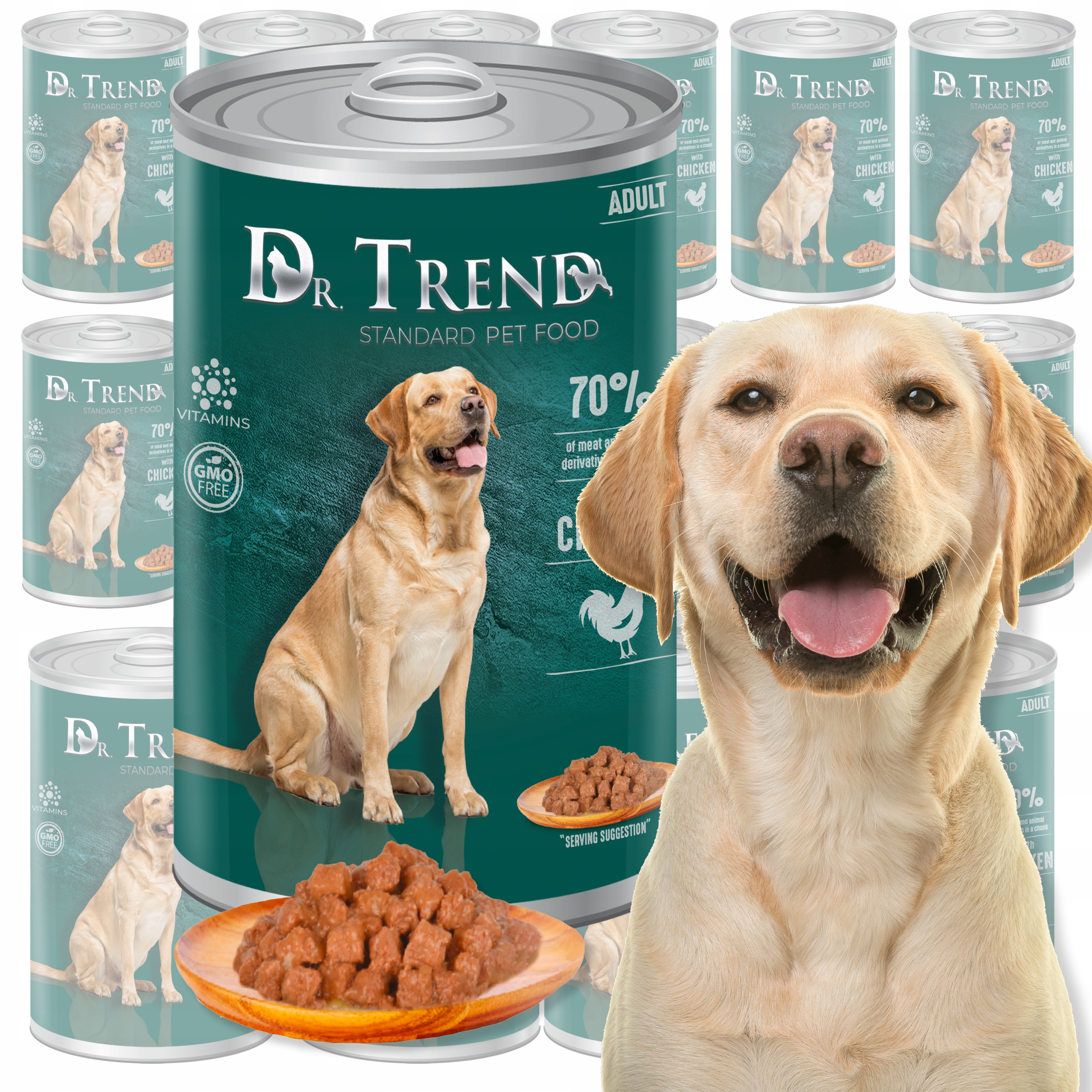 Levně Dr. Trend vlhké krmivo pro psy 70% masa S Kuřecím Masem 16x1250 g