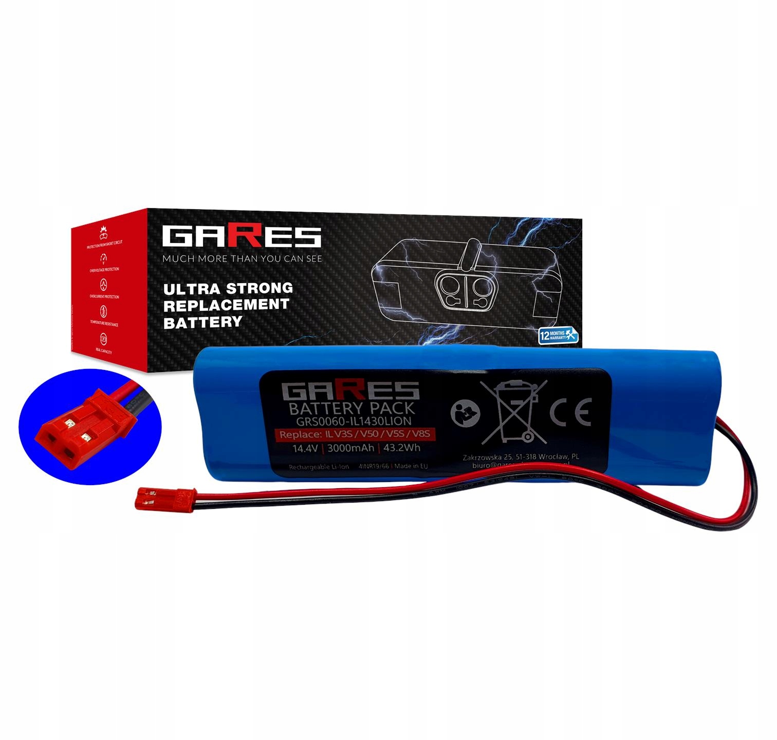 Akumulátor pro ILife V3S V50 V5S V8S V50 X750 14,4V 2,6Ah Li-Ion