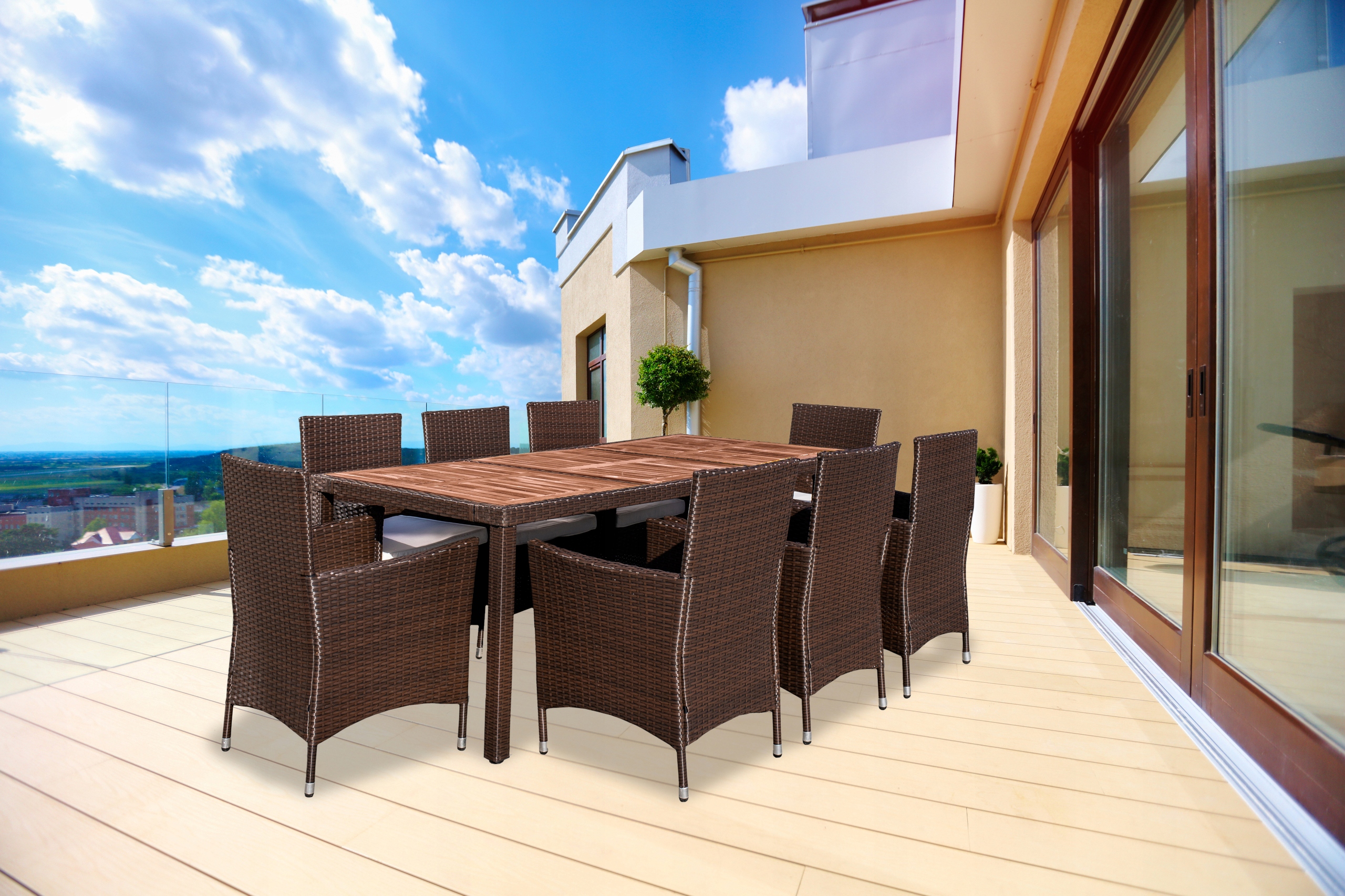 ЭСТЕВАНСКАЯ САДОВАЯ МЕБЕЛЬ 8 ЧЕЛОВЕК Линия TECHNORATTAN ACACIA EXCLUSIVE