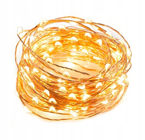 

Mikro diody na druciku Białe Ciepłe baterie 50 Led