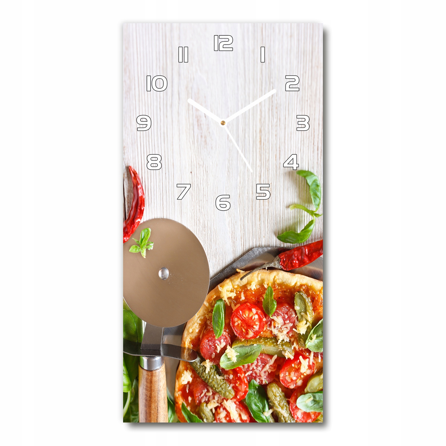 

Nowoczesny cichy zegar ścienny Pizza 30x60 pionowy