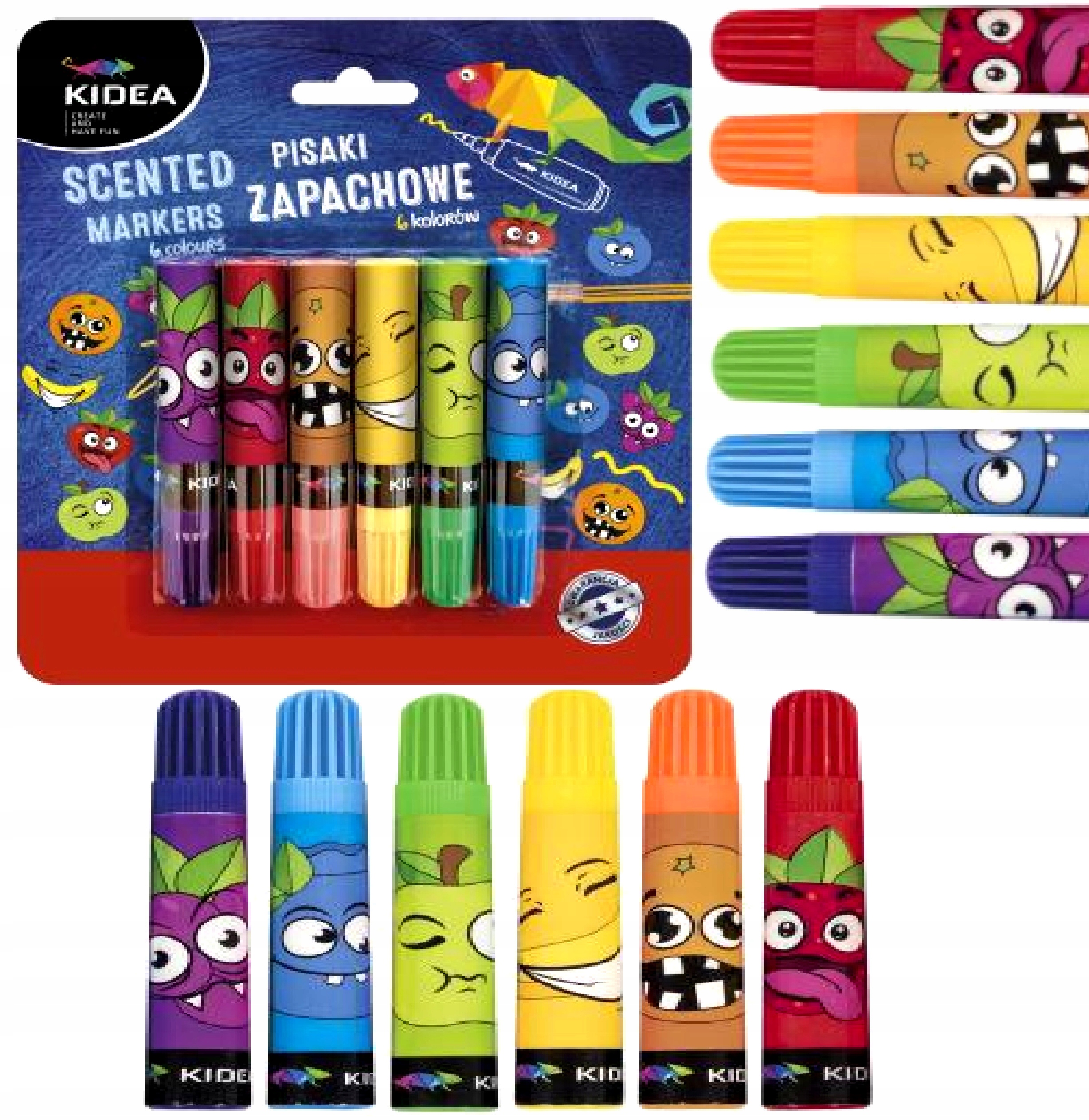 FLAMASTRY PISAKI ZAPACHOWE OWOCOWE 6 KOLORÓW KIDEA