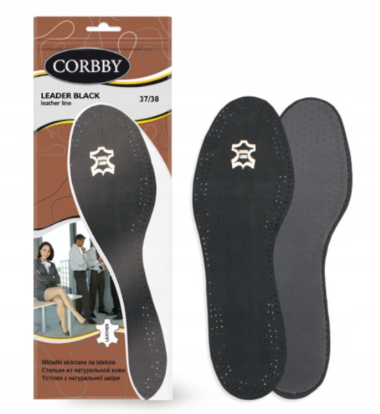 

Czarne Wkładki Skórzane do Obuwia Corbby r. 39-40