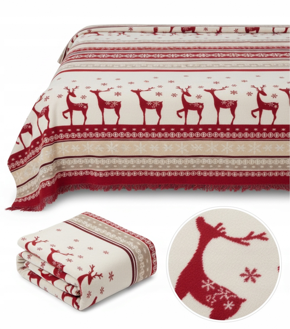 Vánoční Deka 150x200 Přehoz Na Postel Silný Měkký Teplý Bavlna