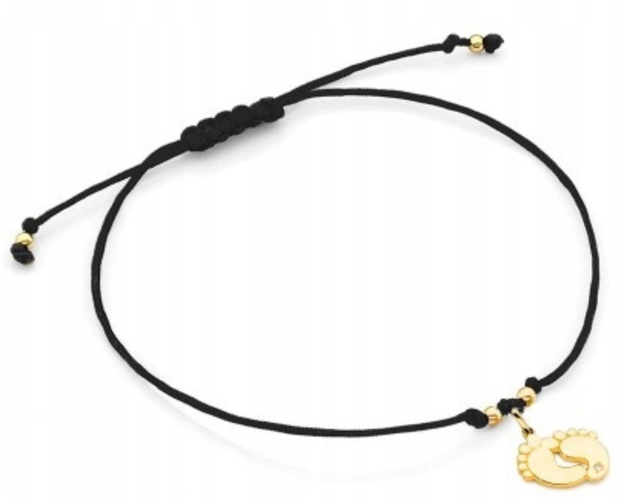 Zlatý Provázkový Náramek Briliant Chodidla Gravírování