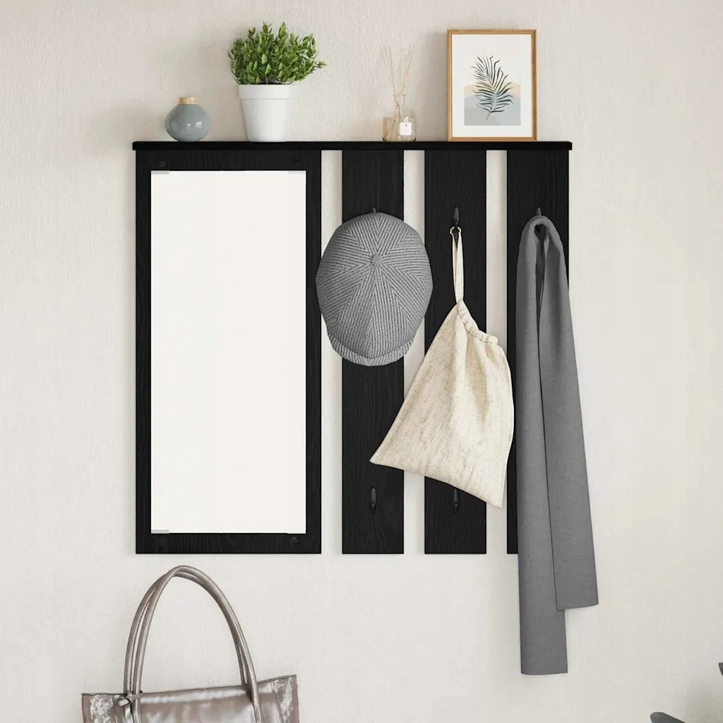 vidaXL Nástěnný věšák na kabáty s policí Černý dub 84 x 10 x 80 cm